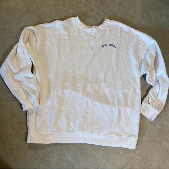 GARAGE White 'Stay Sunny' Graphic Sweatshirt. LARGE - Picture 3 of 5